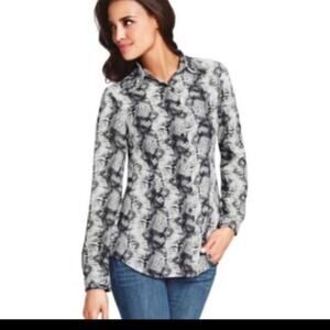 CAbi #988 B&W Snakeskin Button Down Blouse Small